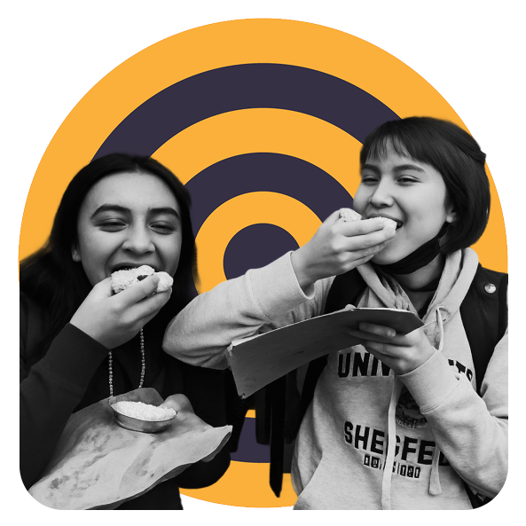 Students enjoying some rice